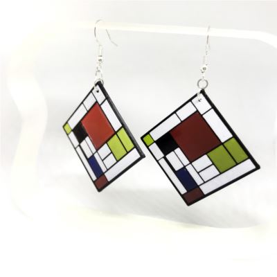 Orecchini Mondrian in stampa 3d